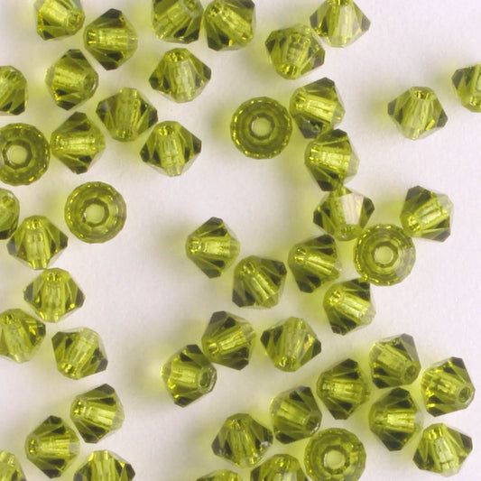 3mm Bicone Olivine - 48 beads