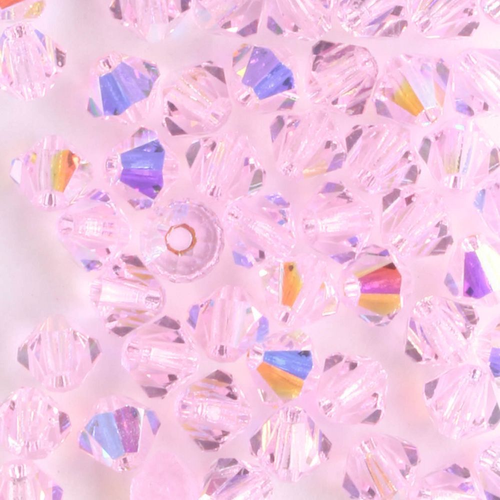 4mm Bicone Pink Sapphire AB - 48 beads