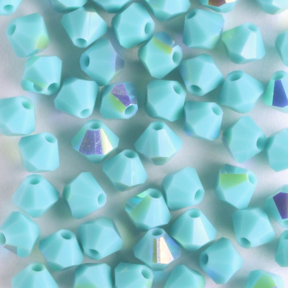 4mm Bicone Turquoise AB - 48 beads