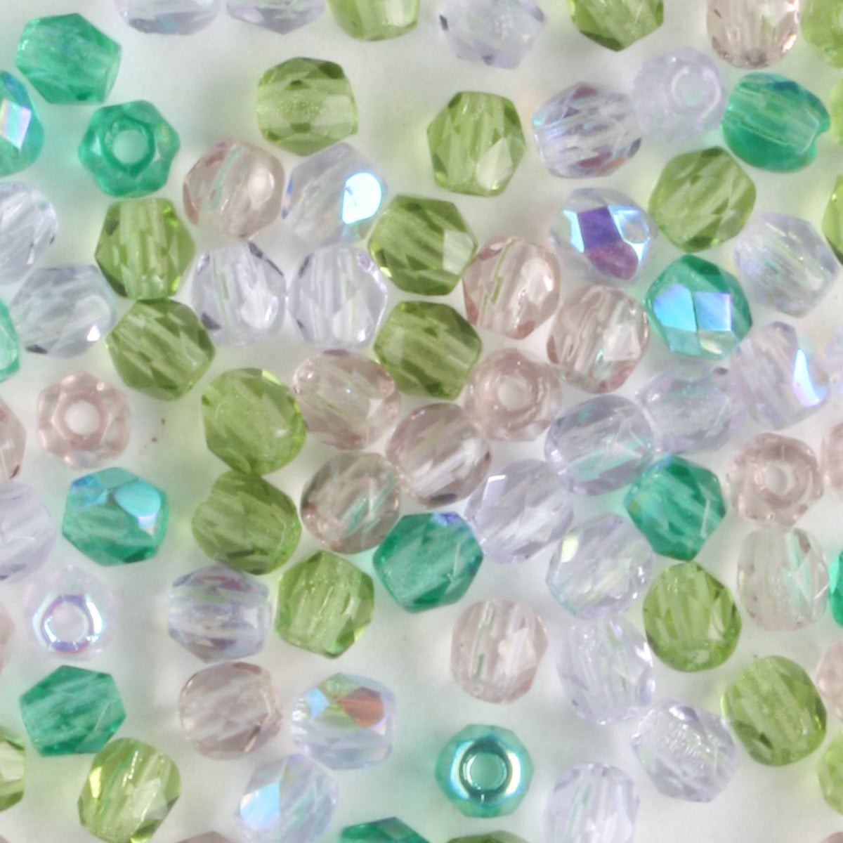 3mm Round Fire Polish Lavender Garden Mix - 100 beads