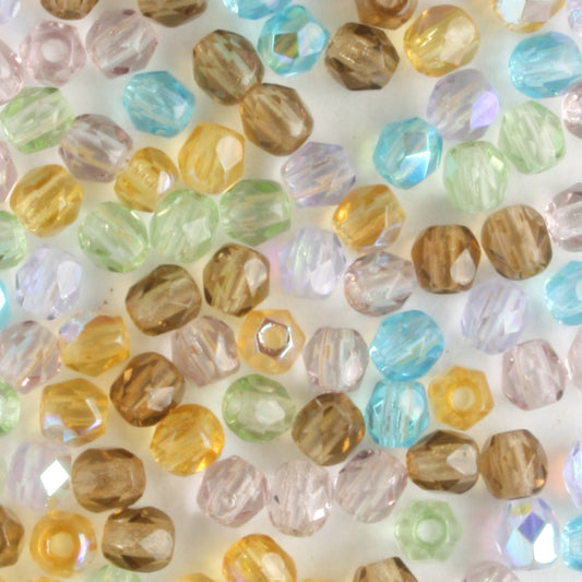 3mm Round Fire Polish Praire Mix - 100 beads