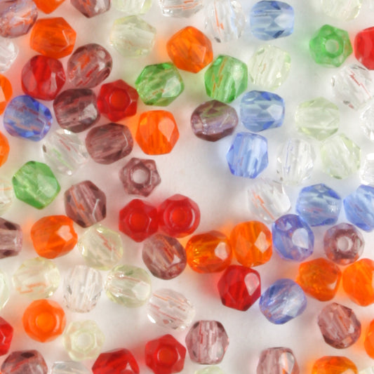 3mm Round Fire Polish Rainbow Mix - 100 beads