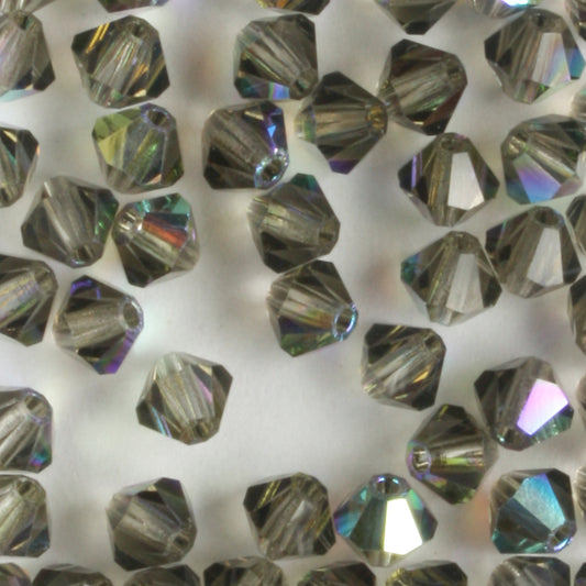 4mm Bicone Black Diamond AB - 48 beads