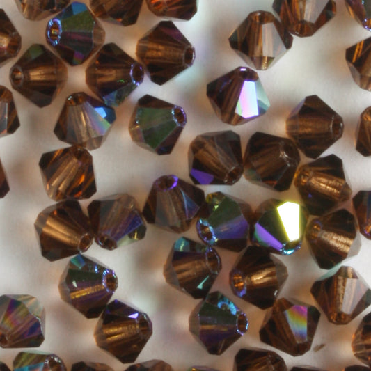 4mm Bicone Smioked Topaz AB - 48 beads