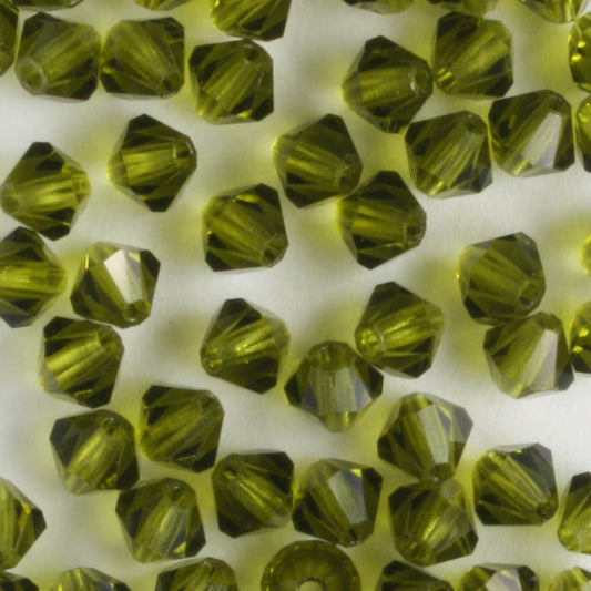 4mm Bicone Olivine - 48 beads