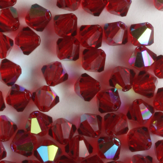 4mm Bicone Siam AB - 48 beads