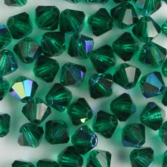 4mm Bicone Emerald AB - 48 beads