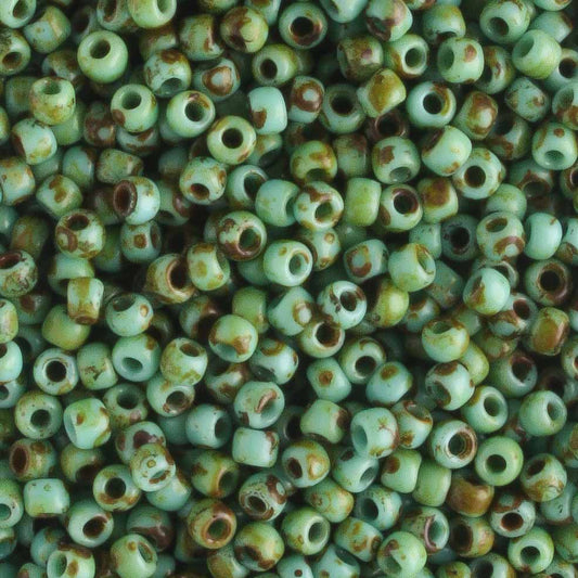 11/0 Hybrid Frosted Turquoise Picasso - 10 grams