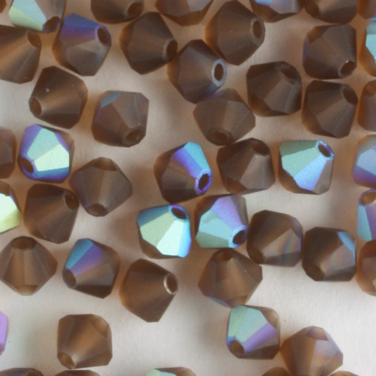 4mm Bicone Smoked Topaz AB Matte - 48 beads