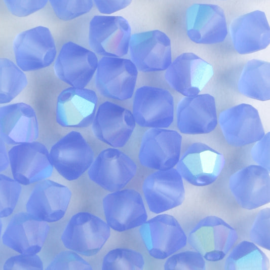 4mm Bicone Sapphire AB Matte - 48 beads