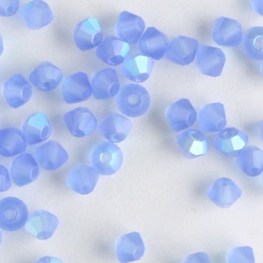 3mm Bicone Sapphire AB Matte - 48 beads