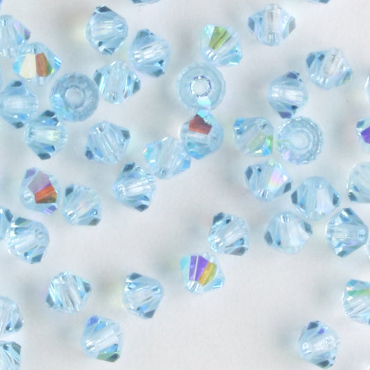 3mm Bicone Aqua AB - 48 beads