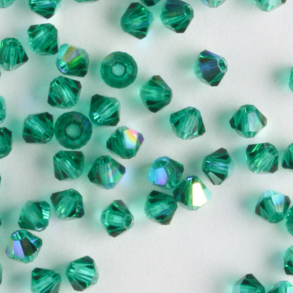 3mm Bicone Emerald AB - 48 beads