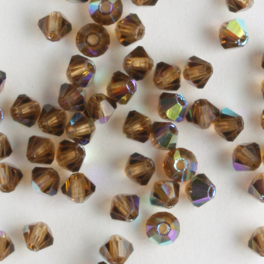 3mm Bicone Smoked Topaz AB - 48 beads
