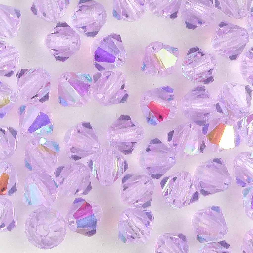 4mm Bicone Violet AB - 48 beads