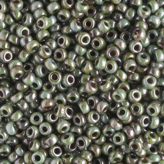 11/0 Unions White Opaque Blue Luster - 10 grams