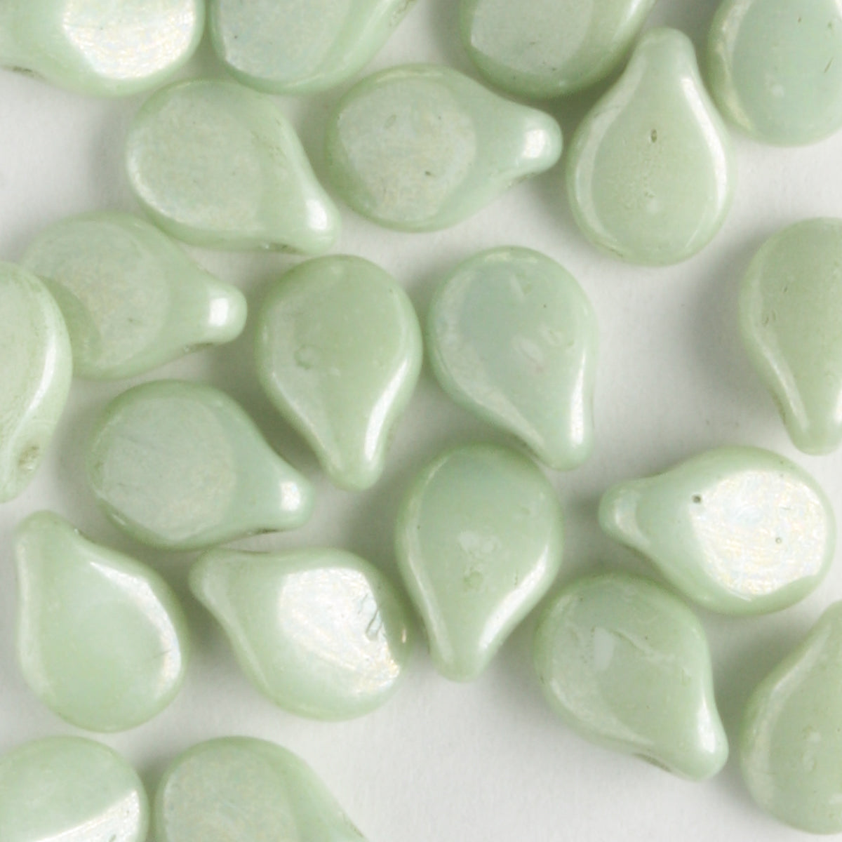 Pip White Alabaster Green Luster - 60 beads