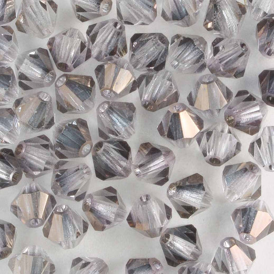 4mm Bicone Transparent Smoke Luster - 48 beads