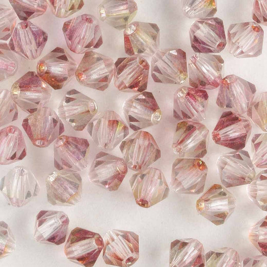 4mm Bicone Pink Lemonade Luster - 48 beads