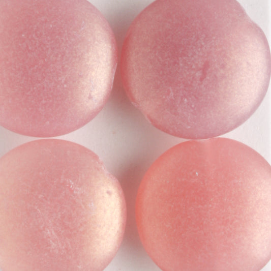 14mm Cushion Round Sueded Milky Pink - 4 beads