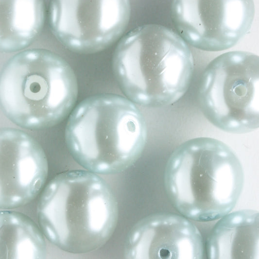 8mm Glass Pearl Baby Blue - 15 beads