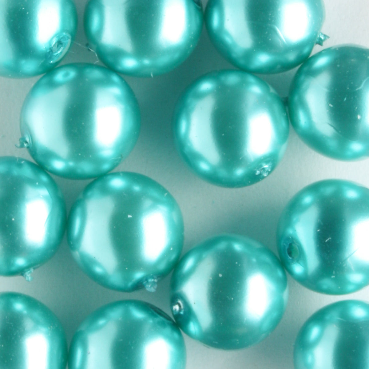 8mm Glass Pearl Aqua - 15 beads