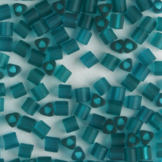 11/0 Triangle Transparent Frosted Teal - 10 grams