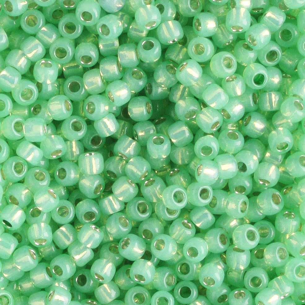 11/0 Silver Lined Milky Peridot - 10 grams