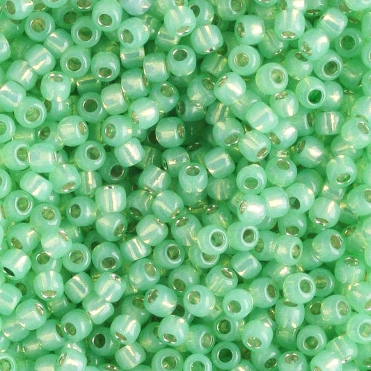 11/0 Silver Lined Milky Peridot - 10 grams