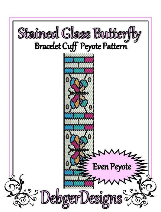 Stained Glass Butterfly Bracelet Pattern - PDF