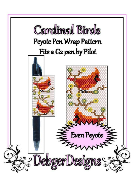 Cardinal Birds Pen Wrap Pattern - PDF