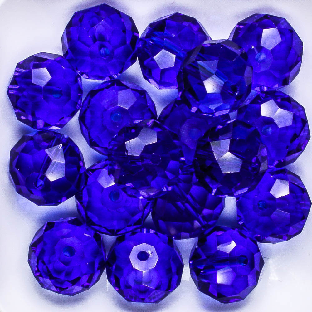 10x14mm Rondelle Royal Blue - 15 beads