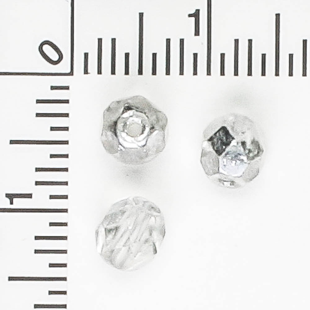 5mm Round Fire Polish Silver/Clear - 100 beads