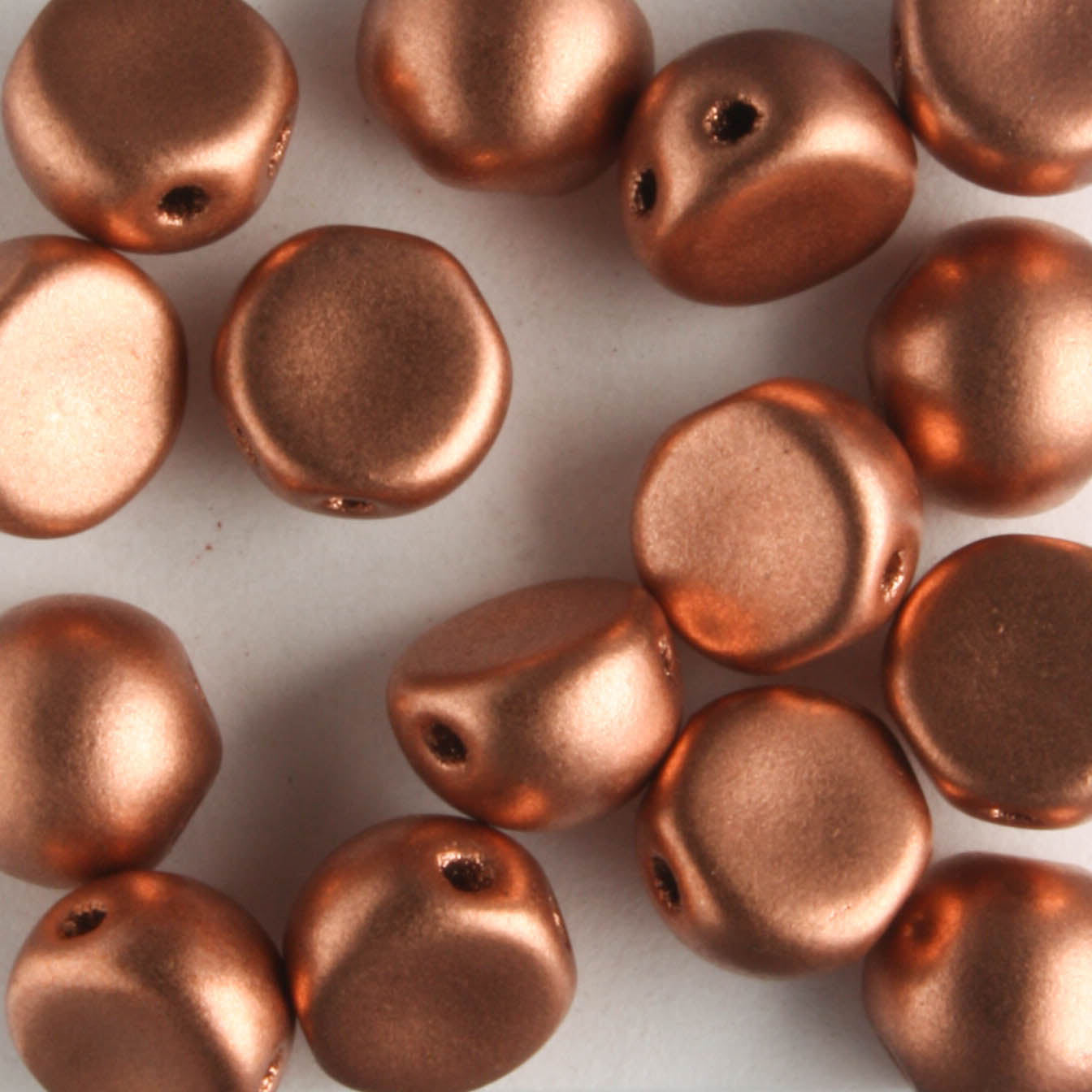 2 Hole Cabochon Matte Metallic Copper - 10 grams