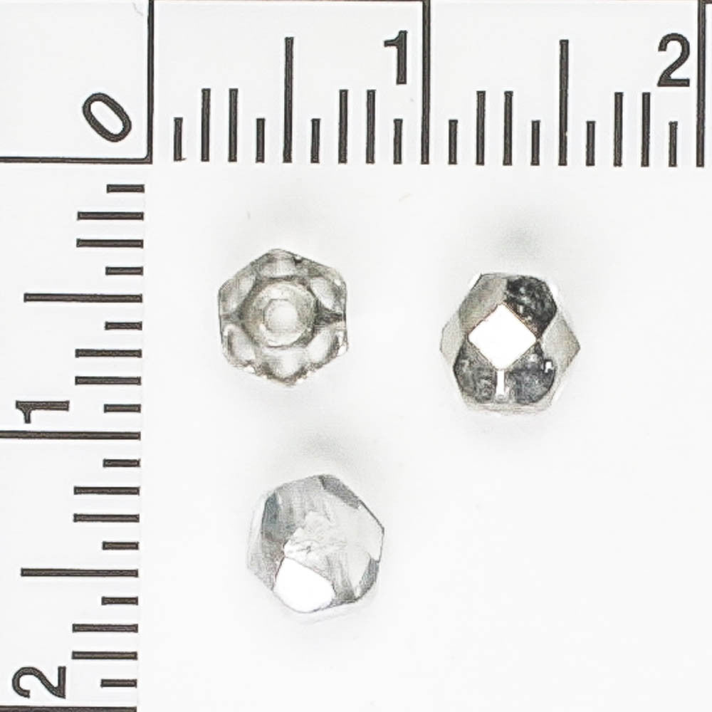 5mm Round Fire Polish Clear/Silver - 100 beads