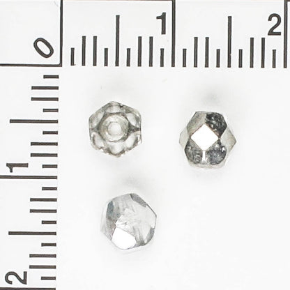 5mm Round Fire Polish Clear/Silver - 100 beads